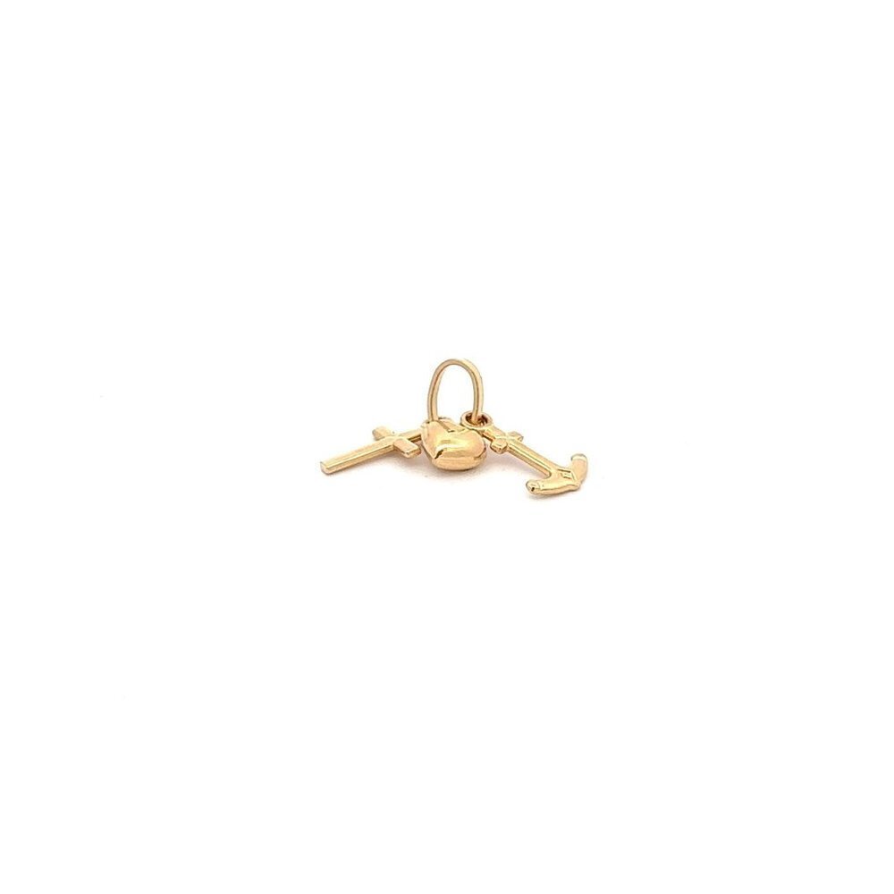 18K Gold Pendant Charm Heart Anchor Cross Small - Picture 5 of 10